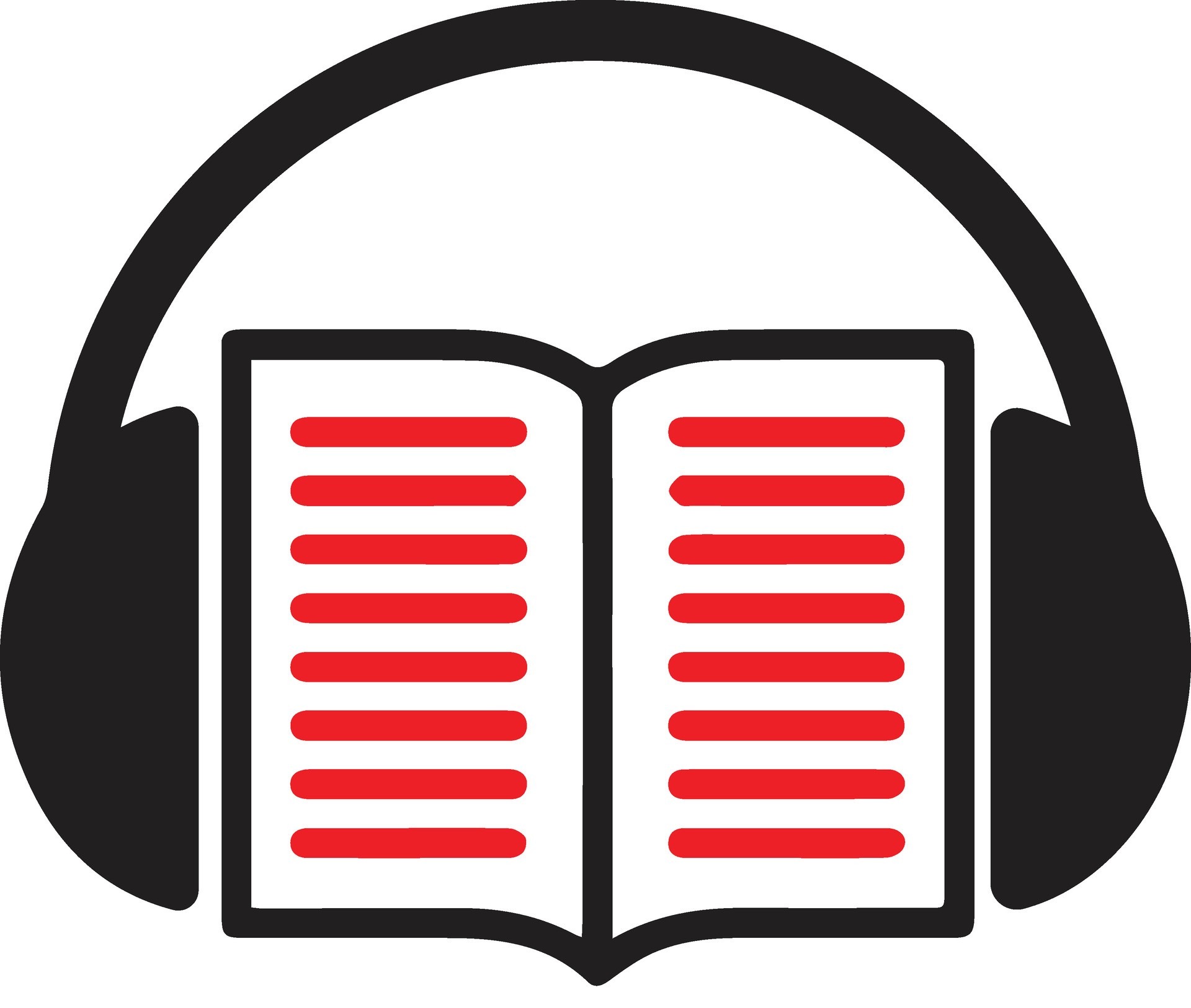 Audiobook Symbol, consisting of headphones surrounding an open book.
